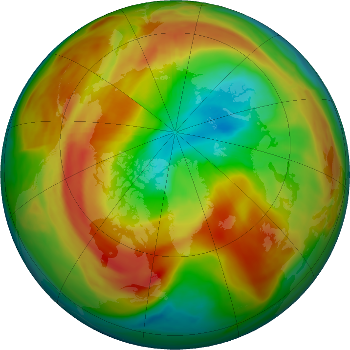 Arctic ozone map for 13 March 2022